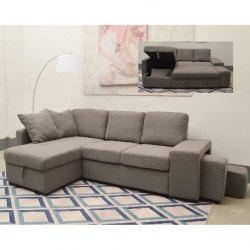 Chaise Longue Esquerda com Baú e Cama de Casal STACY Cinza