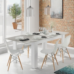 Mesa de Jantar Extensível BARCELONA Betão e Branco Mate