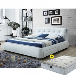 Pack Cama de Casal ANTONIO Branco + Colchão ROYAL BOX 180x200cm