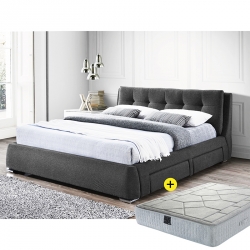 Pack Cama de Casal ANTONIO Antracite + Colchão ROYAL BOX 160x200cm Pack Cama de Casal ANTONIO Antracite + Colchão ROYAL BOX 160x200cm