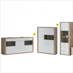 Pack Sala de Jantar PARIS Carvalho Natura e Branco