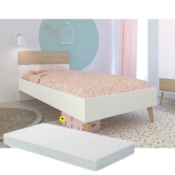Pack Cama Individual NORDIC + Estrado + Colchão EKO ROLLER 90x200cm