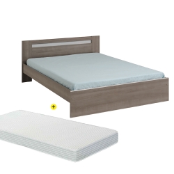 Pack Cama de Casal LONGORIA + Estrado + Colchão EKO ROLLER 140x190cm