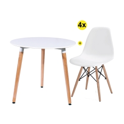Pack Mesa de Jantar SOFIA + 4 Cadeiras de Sala DENVER Branco