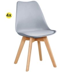 Pack de 4 Cadeiras de Jantar SOFIA II Cinza Claro