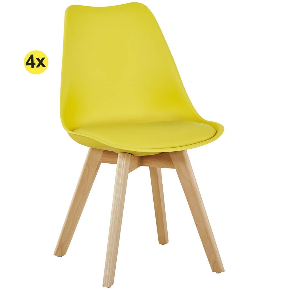 Pack de 4 Cadeiras de Jantar SOFIA II Amarelo