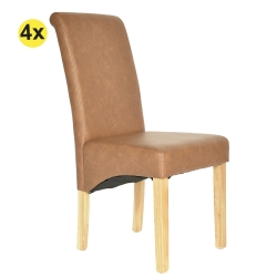 Pack de 4 Cadeiras de Sala ISABEL Castanho PU
