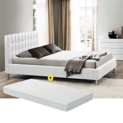Pack Cama de Casal ILMOR Branco 160x200cm + Colchão EKO ROLLER 160x200cm