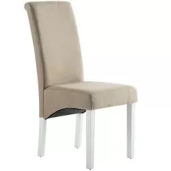 Cadeira ISABEL - bege escuro com pés brancos
