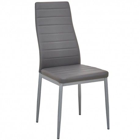 Cadeira de Sala ZARA II Cinzento (Pele Sintética) Cadeira de Sala ZARA II Cinzento (Pele Sintética)
