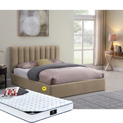 Pack Cama de Casal AUSSIE Bege 160x200cm + Colchão SPRING ROLLER 160x200cm