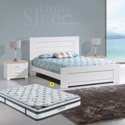 Pack Cama de Casal FLORENÇA Branco + Colchão HEAVEN 150x200cm