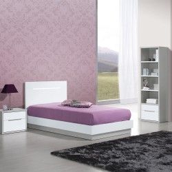 Cama de solteiro VIENA - cinzento e branco