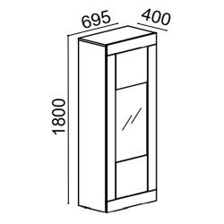 Vitrine MADRID com 1 porta - branco e stone Vitrine MADRID com 1 porta - branco e stone