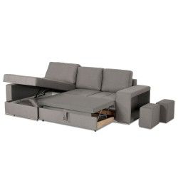 Sofá Chaise Longue reversível com cama KENYA Cinzento Sofá Chaise Longue reversível com cama KENYA Cinzento