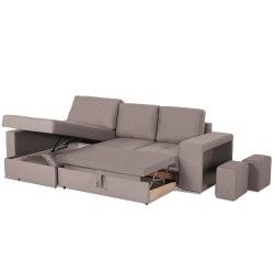 Sofá Chaise Longue reversível com cama KENYA Cinzento Claro Sofá Chaise Longue reversível com cama KENYA Cinzento Claro