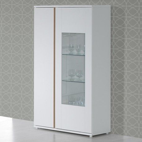 Vitrine CHIADO com 2 portas - branco e carvalho Vitrine CHIADO com 2 portas - branco e carvalho
