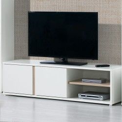 Móvel TV CHIADO com 2 portas - Branco e Carvalho