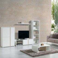 Móvel TV CHIADO com 2 portas - Branco e Carvalho