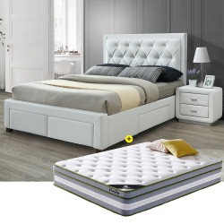 Pack Cama de Casal BIA (Branco) + Colchão PRESTIGE 140x190cm