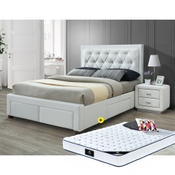 Pack Cama de Casal BIA (Branco) + Colchão SPRING ROLLER 160x200cm