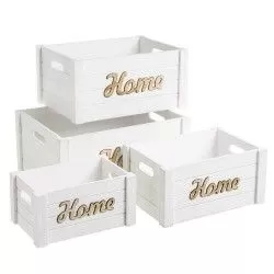 Conjunto de 4 caixa de madeira HOME Branco