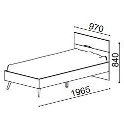 Cama de solteiro FARO Branco Mate e Carvalho Natura