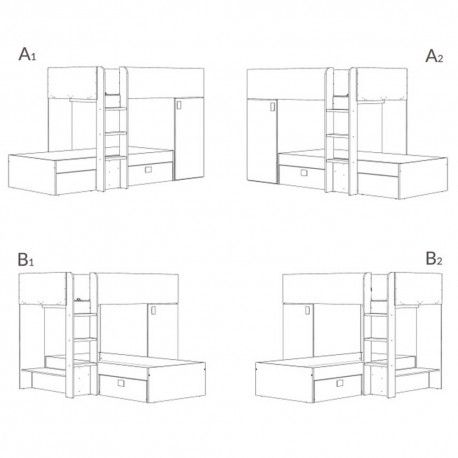 Camas sobrepostas com armário THEO Camas sobrepostas com armário THEO