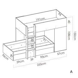 Camas sobrepostas com armário THEO Camas sobrepostas com armário THEO