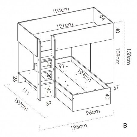 Camas sobrepostas com armário THEO Camas sobrepostas com armário THEO