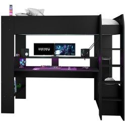 Cama alta gamer ONLINE com secretária - Preto