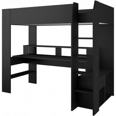 Cama alta gamer ONLINE com secretária - Preto Cama alta gamer ONLINE com secretária - Preto