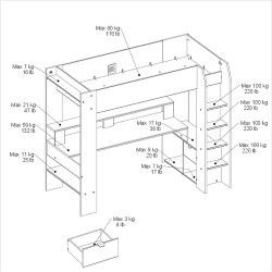 Cama alta gamer ONLINE com secretária