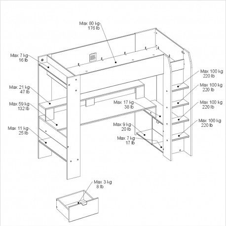 Cama alta gamer ONLINE com secretária