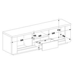Móvel TV BELLARIVA com LED - Branco Brilho e Cinzento