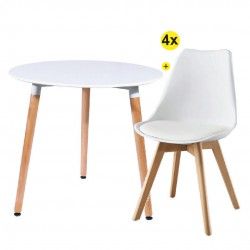 Pack Mesa SOFIA (Branco) + 4 Cadeiras SOFIA II (Branco)