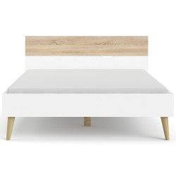 Cama de Casal OSLO Carvalho Natura e Branco Cama de Casal OSLO Carvalho Natura e Branco