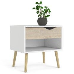 Mesa de Cabeceira OSLO Carvalho Natura e Branco Mesa de Cabeceira OSLO Carvalho Natura e Branco
