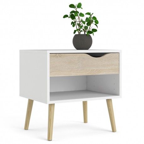 Mesa de Cabeceira OSLO Carvalho Natura e Branco Mesa de Cabeceira OSLO Carvalho Natura e Branco