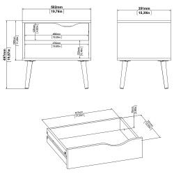 Mesa de Cabeceira OSLO Carvalho Natura e Branco Mesa de Cabeceira OSLO Carvalho Natura e Branco