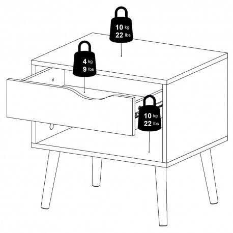 Mesa de Cabeceira OSLO Carvalho Natura e Branco Mesa de Cabeceira OSLO Carvalho Natura e Branco
