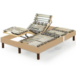 Cama articulada eléctrica dupla Lusocolchão RELAX Bege (Pele Sintética)