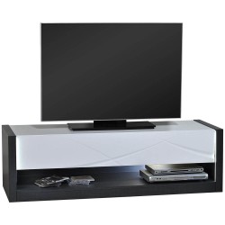 Móvel TV ELYPSE com LED Branco Brilho e Preto