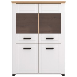 Vitrine VALENCIA com 2 portas - branco e carvalho