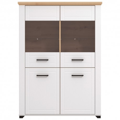Vitrine VALENCIA com 2 portas - branco e carvalho