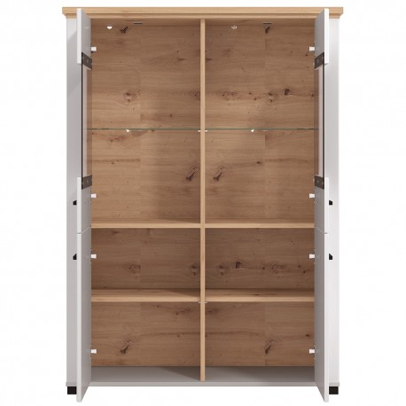 Vitrine VALENCIA com 2 portas - branco e carvalho
