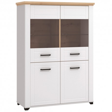 Vitrine VALENCIA com 2 portas - branco e carvalho