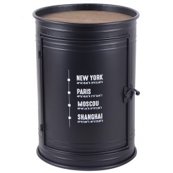 Mesa de apoio redonda LOFT com 1 porta - Preto