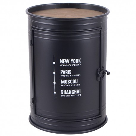 Mesa de apoio redonda LOFT com 1 porta - Preto