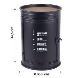 Mesa de apoio redonda LOFT com 1 porta - Preto